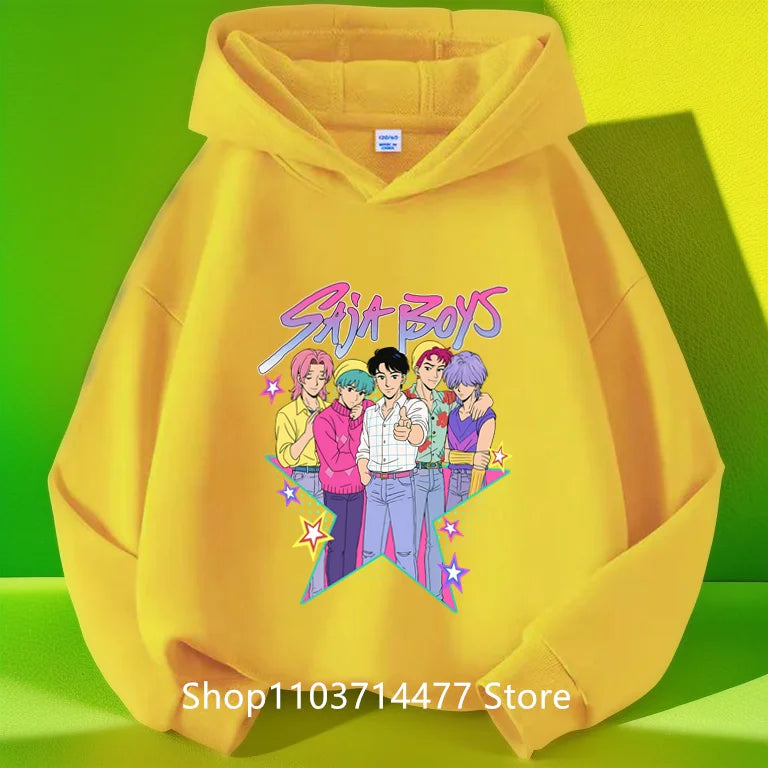 KPop Demon Hunters Soda Pop Graphic Hoodie 2025 Movie Fashion Casual Sweatshirt Girls Boys Harajuku Pullover Tops Kids Clothes