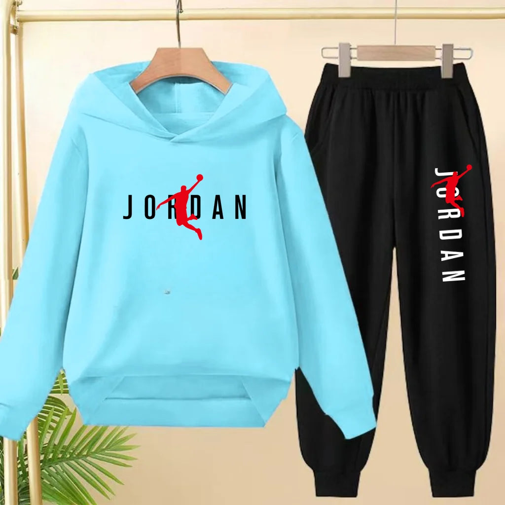 Kids Pullover Black Trend Coat Hoodie Sweatshirt Top+Pants Boys Girls Toddler 3-12Yrs Clothing Casual Sports Jogging Fashion Set