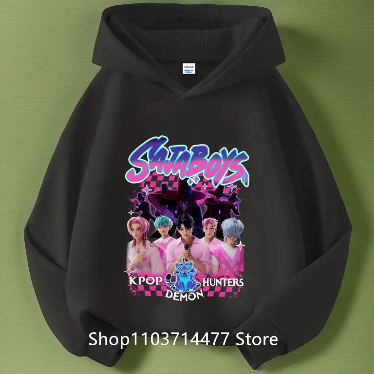 KPop Demon Hunters Soda Pop Graphic Hoodie 2025 Movie Fashion Casual Sweatshirt Girls Boys Harajuku Pullover Tops Kids Clothes