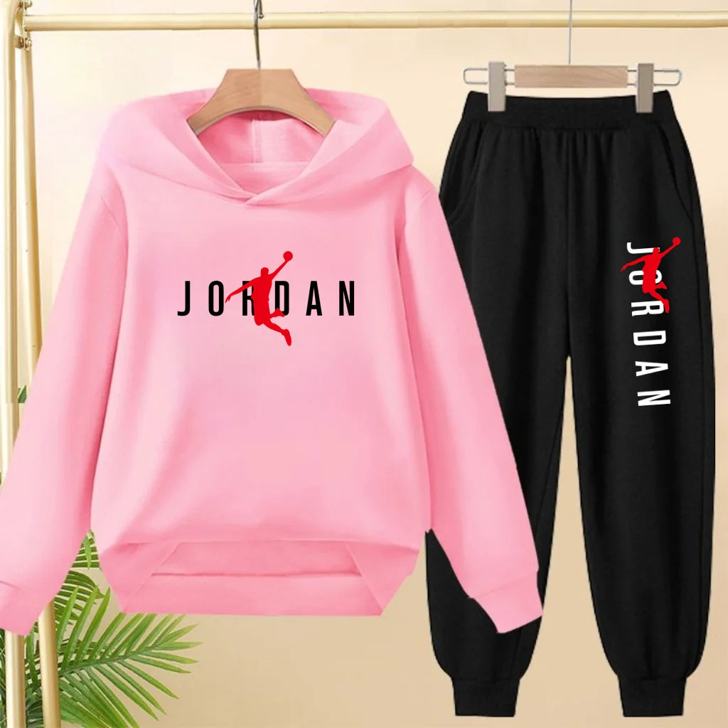 Kids Pullover Black Trend Coat Hoodie Sweatshirt Top+Pants Boys Girls Toddler 3-12Yrs Clothing Casual Sports Jogging Fashion Set