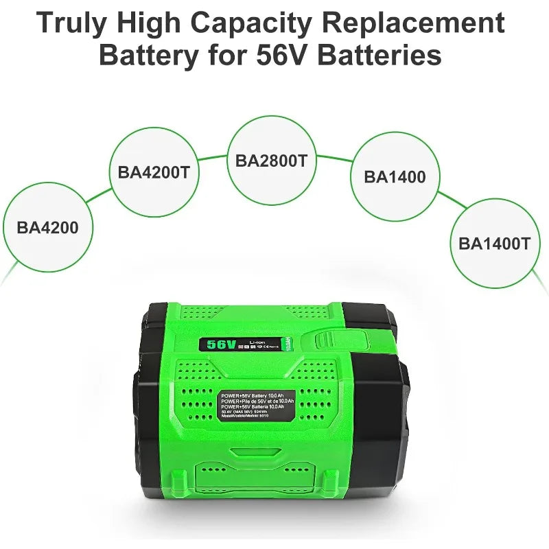 56V 10.0Ah Lithium-Ion Battery Replacement For EGO BA4200 BA2800T BA4200T BA1400T
