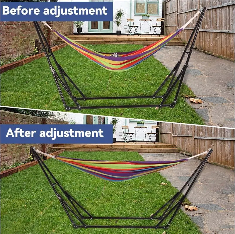 Portable Hammock with Steel Stand, Adjustable Fabric, Carrying Bag, 616 lbs Capacity for Outdoor Garden Yard