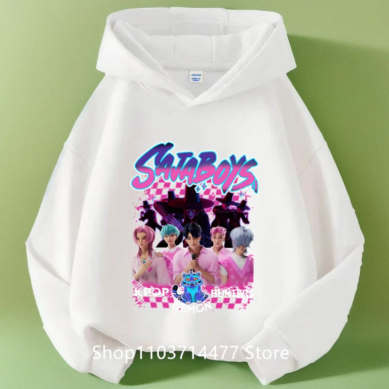 KPop Demon Hunters Soda Pop Graphic Hoodie 2025 Movie Fashion Casual Sweatshirt Girls Boys Harajuku Pullover Tops Kids Clothes