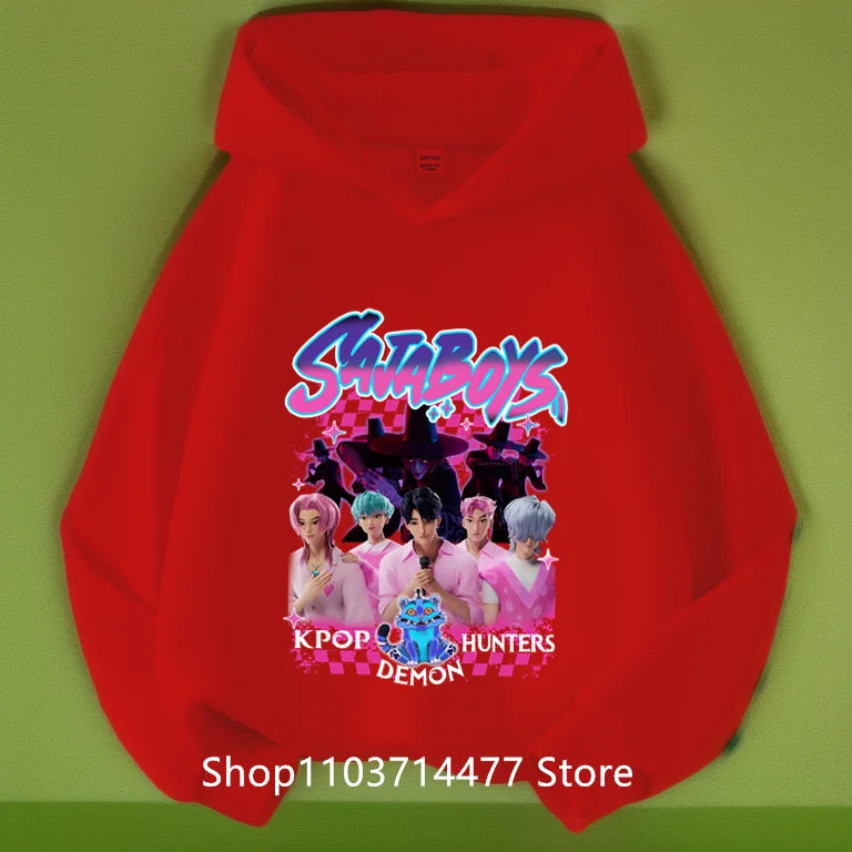 KPop Demon Hunters Soda Pop Graphic Hoodie 2025 Movie Fashion Casual Sweatshirt Girls Boys Harajuku Pullover Tops Kids Clothes