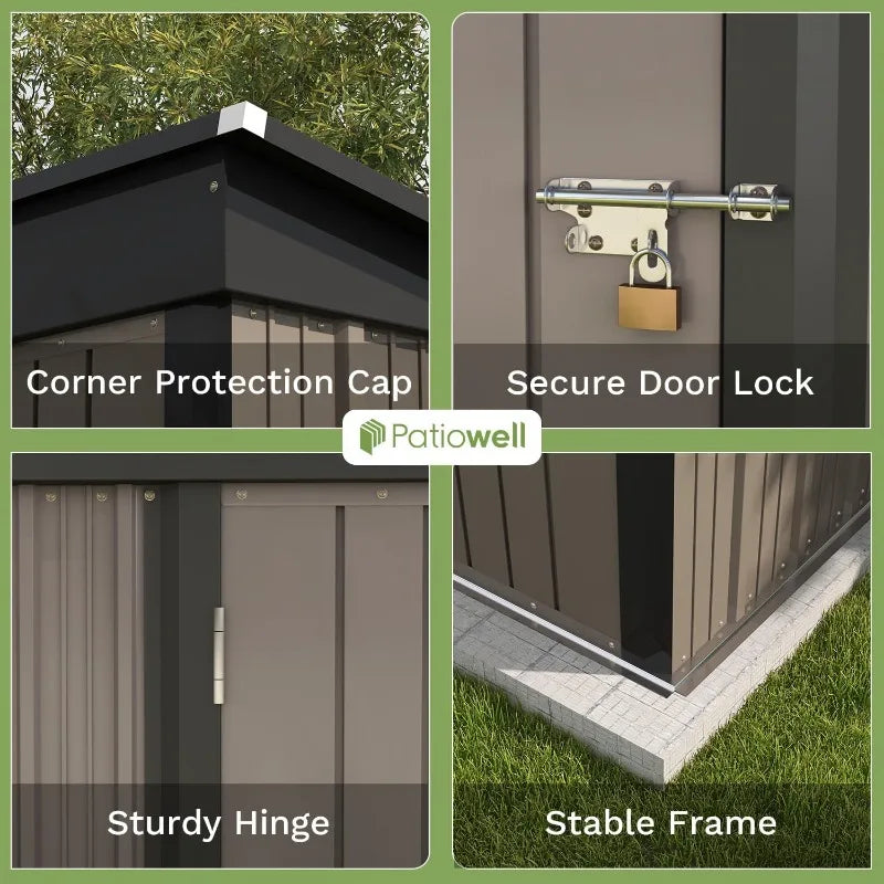 5x3 FT Outdoor Storage Shed, Tool Shed With Sloping Roof And Lockable Door, Metal Shed For Backyard Garden Patio Lawn