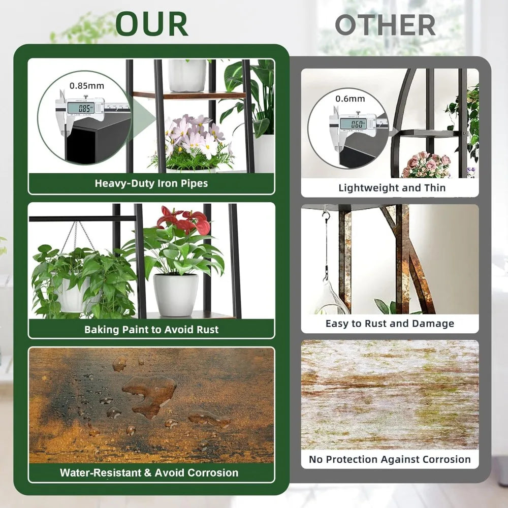 Stand Indoor with Grow Lights, 6 Tiered Metal Shelf, 55" Large  Stand for Indoor  Multiple, Corner