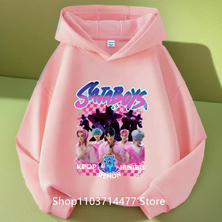 KPop Demon Hunters Soda Pop Graphic Hoodie 2025 Movie Fashion Casual Sweatshirt Girls Boys Harajuku Pullover Tops Kids Clothes