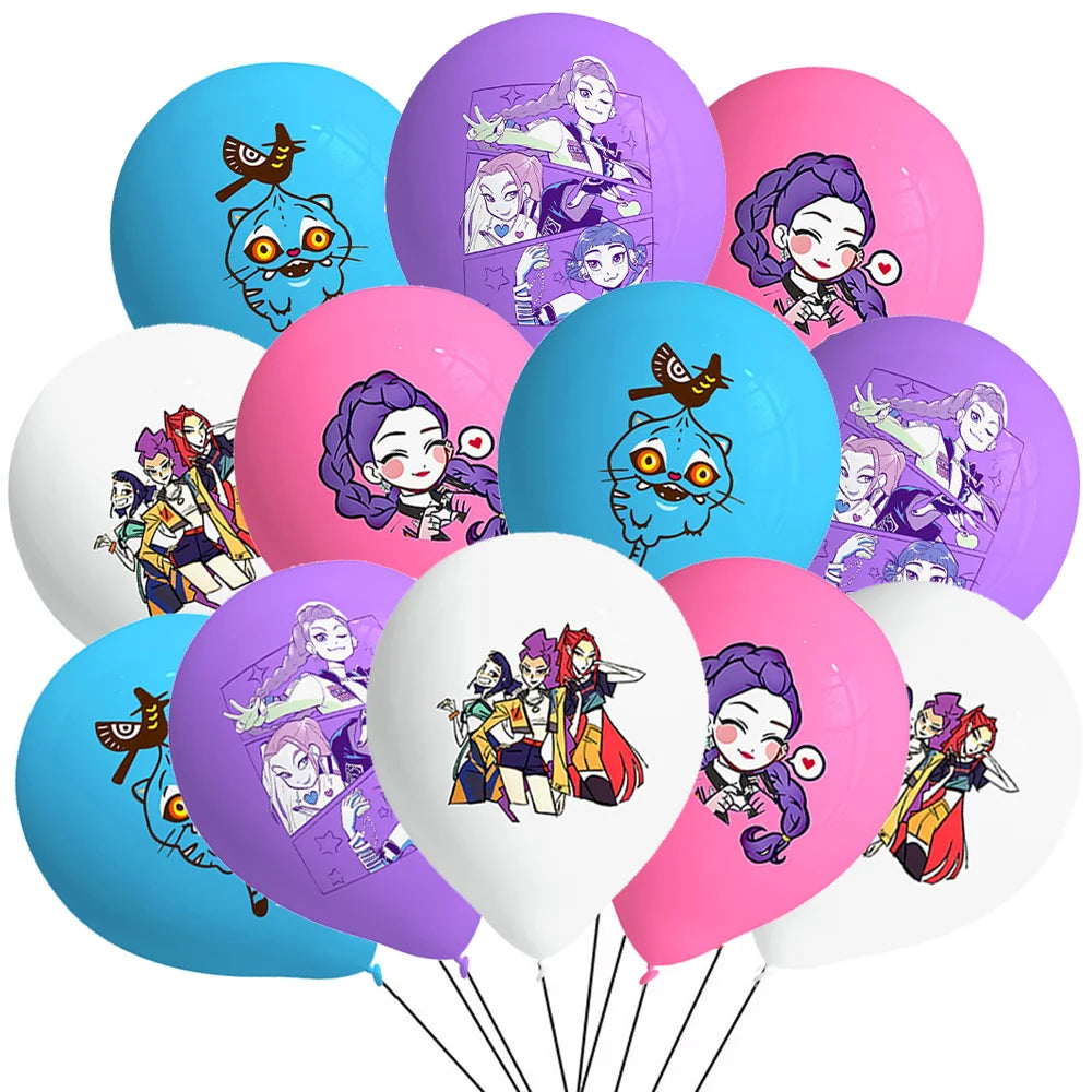 Demon Hunters Birthday Party Decor Tableware Banner Decorations Cake Topper Balloon Girl Kid Korean Kpop Anime Party Supplie Set