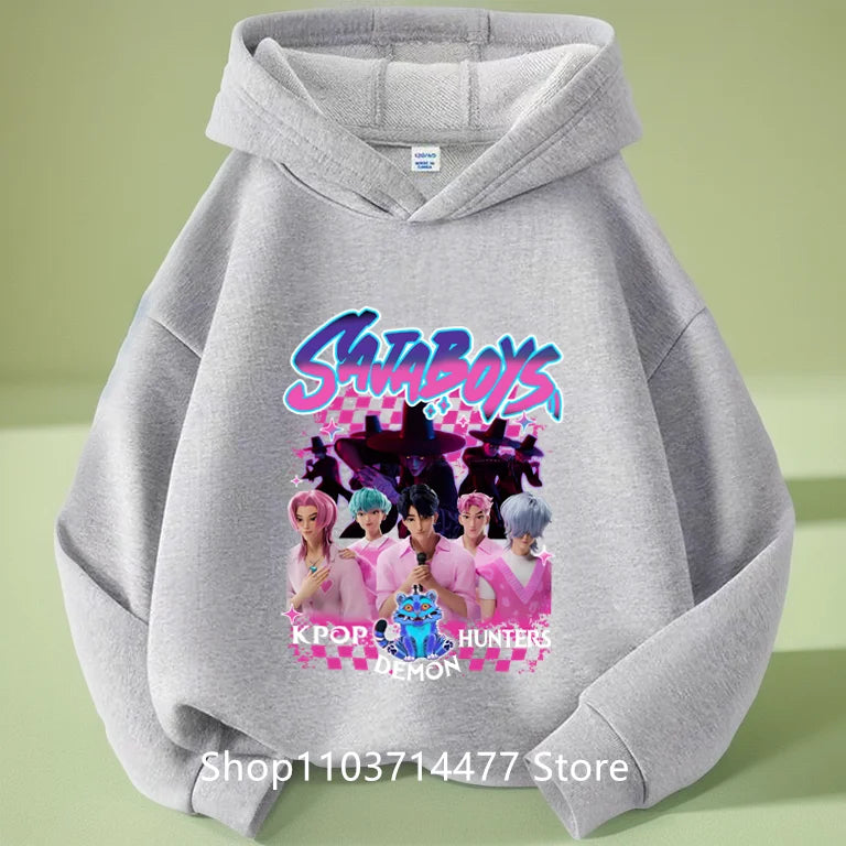 KPop Demon Hunters Soda Pop Graphic Hoodie 2025 Movie Fashion Casual Sweatshirt Girls Boys Harajuku Pullover Tops Kids Clothes