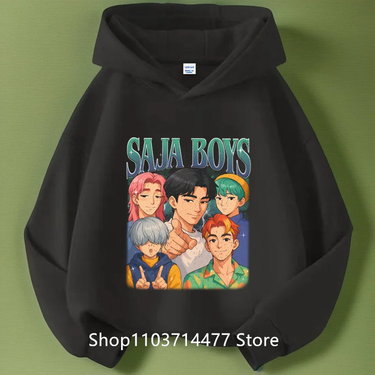 KPop Demon Hunters Soda Pop Graphic Hoodie 2025 Movie Fashion Casual Sweatshirt Girls Boys Harajuku Pullover Tops Kids Clothes