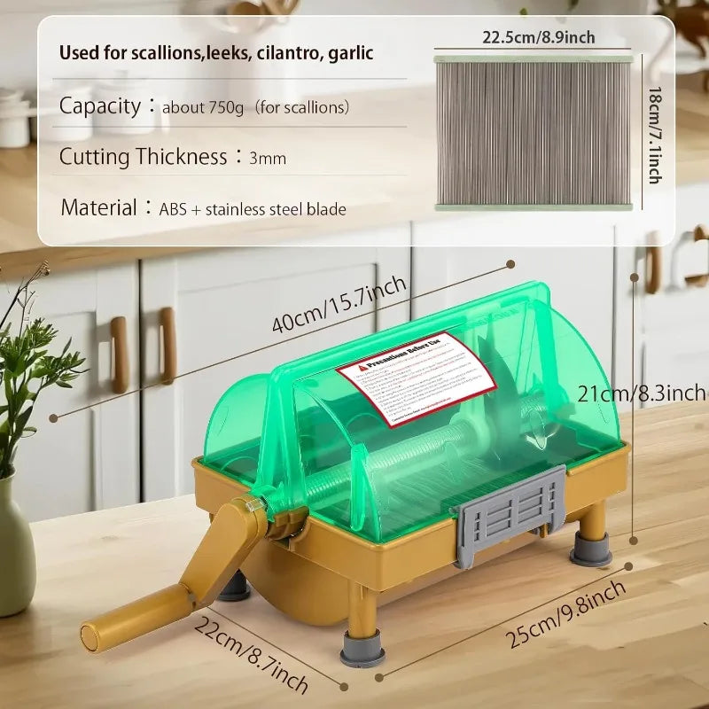 Commercial Hand Scallion Cutter Green Onion Chopper Shredder Slicer, Stainless Steel Blade, Make 3MM Chopped Scallions