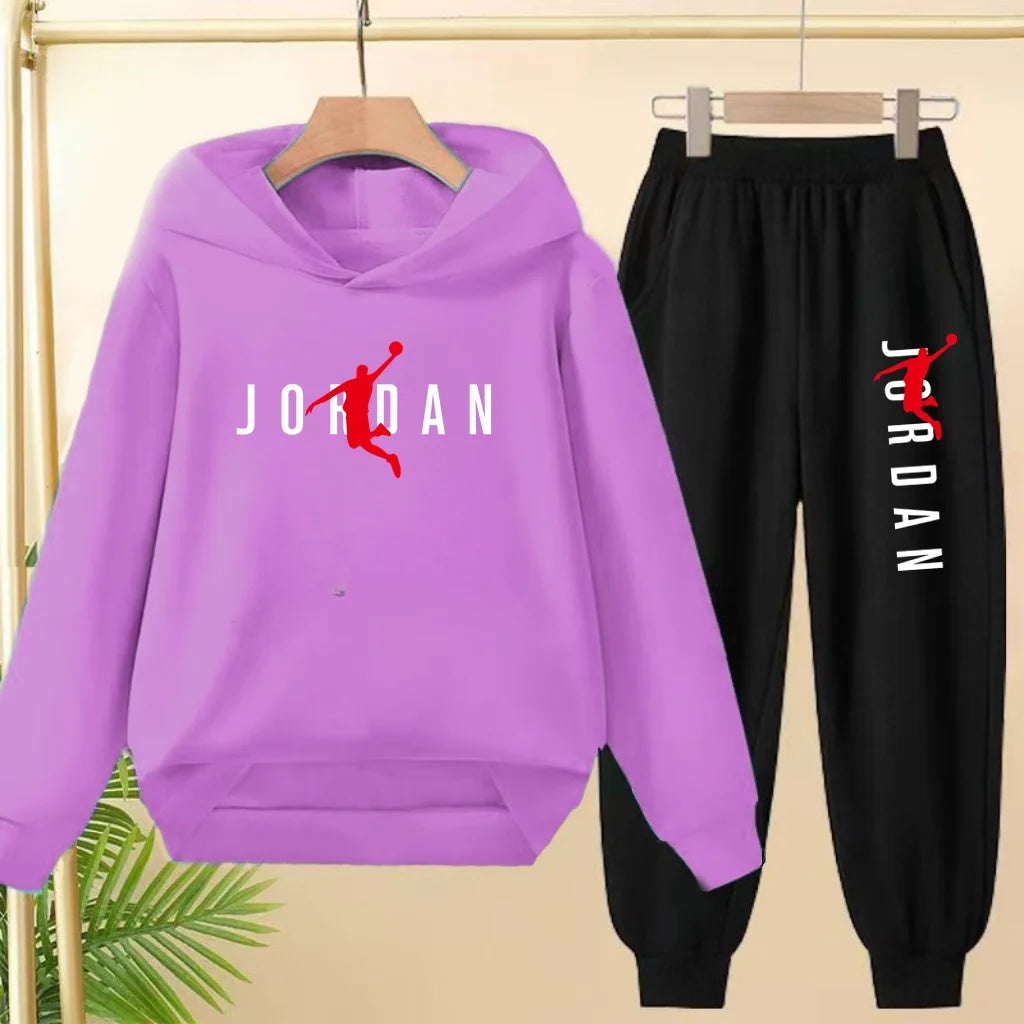 Kids Pullover Black Trend Coat Hoodie Sweatshirt Top+Pants Boys Girls Toddler 3-12Yrs Clothing Casual Sports Jogging Fashion Set