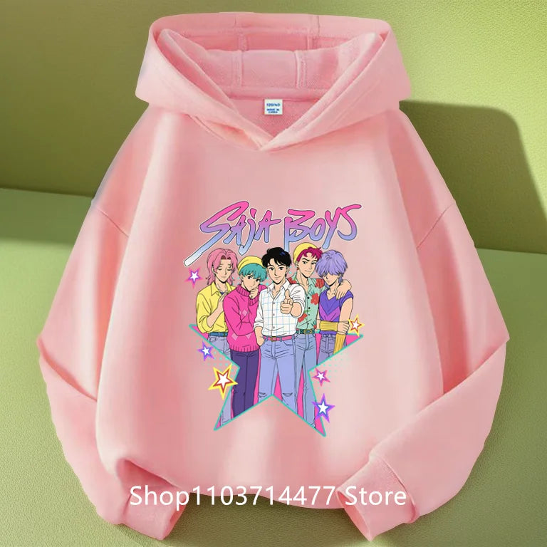 KPop Demon Hunters Soda Pop Graphic Hoodie 2025 Movie Fashion Casual Sweatshirt Girls Boys Harajuku Pullover Tops Kids Clothes