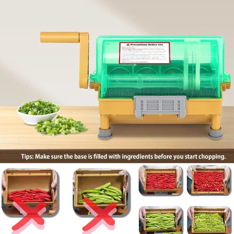 Commercial Hand Scallion Cutter Green Onion Chopper Shredder Slicer, Stainless Steel Blade, Make 3MM Chopped Scallions