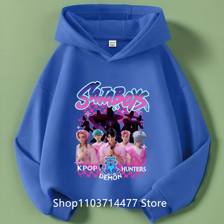 KPop Demon Hunters Soda Pop Graphic Hoodie 2025 Movie Fashion Casual Sweatshirt Girls Boys Harajuku Pullover Tops Kids Clothes