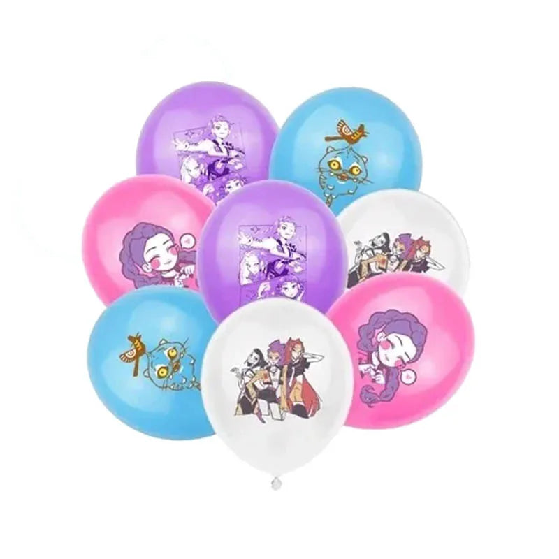 Demon Hunters Birthday Party Decor Tableware Banner Decorations Cake Topper Balloon Girl Kid Korean Kpop Anime Party Supplie Set