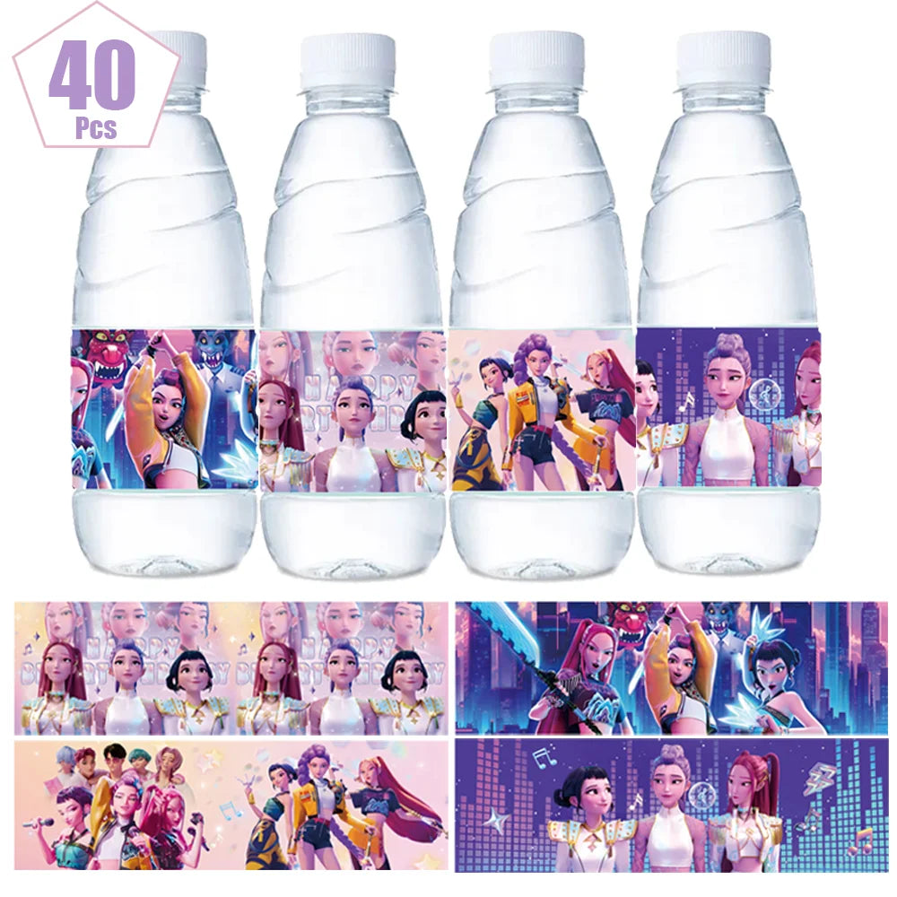 Demon Hunters Birthday Party Decor Tableware Banner Decorations Cake Topper Balloon Girl Kid Korean Kpop Anime Party Supplie Set